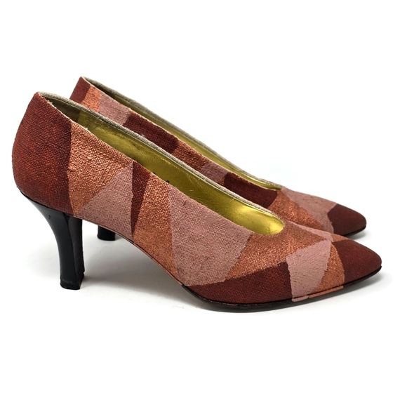 One Of A Kind Hand Painted Vintage Walter Steiger Fabric Covered Pump Women's 6 - Picture 2 of 11